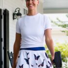 White Holly Skirt, Butterfly Print